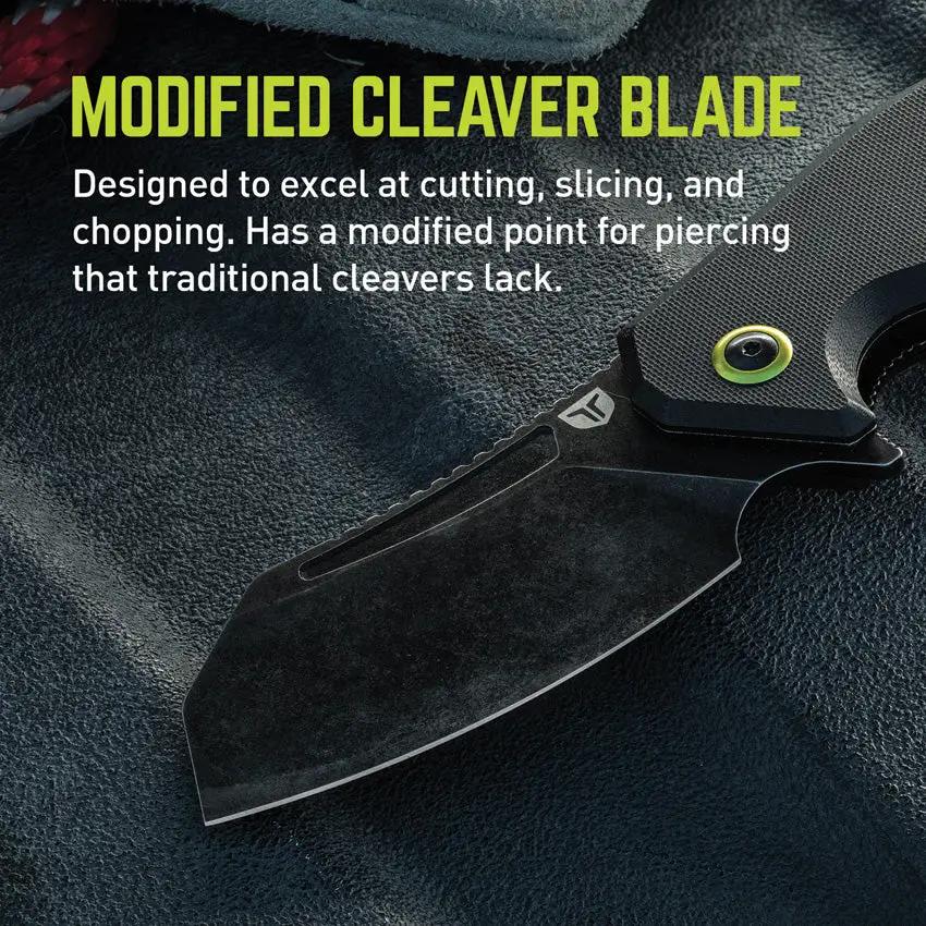 True Maar Linerlock TRU-FMK-0007 Folding Knife - Black Stonewash D2 Tool Steel Blade With Black G10 Handle by TRUE