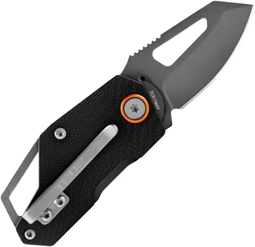 True Berm Keychain Linerlock TRU-FMK-1009 - Compact 2.5 Inch Closed Knife With TiNi Coated 1.5 Inch 7Cr17MoV Blade by TRUE