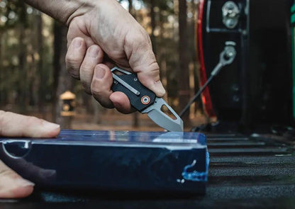 True Berm Keychain Linerlock TRU-FMK-1009 - Compact 2.5 Inch Closed Knife With TiNi Coated 1.5 Inch 7Cr17MoV Blade by TRUE