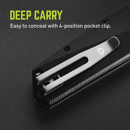 True Berm Tanto Linerlock Knife - Gray TiNi Coated 7Cr17MoV Blade With Black G10 Handle by TRUE
