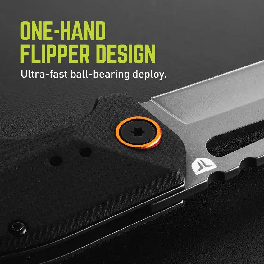 True Berm Tanto Linerlock Knife - Gray TiNi Coated 7Cr17MoV Blade With Black G10 Handle by TRUE