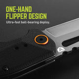 True Berm Tanto Linerlock Knife - Gray TiNi Coated 7Cr17MoV Blade With Black G10 Handle by TRUE