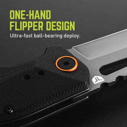 True Berm Tanto Linerlock Knife - Gray TiNi Coated 7Cr17MoV Blade With Black G10 Handle by TRUE