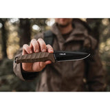 TRUE Fixed Blade TRU-FXK-0001 - 8 Inch Overall 4 Inch Black Oxide 8Cr13MoV Blade, Tan TPR Handle by TRUE