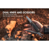 True Dual Cutter Linerlock - Spring Loaded Micro Serrated Scissors With Aluminum Handle And Pocket Clip by TRUE