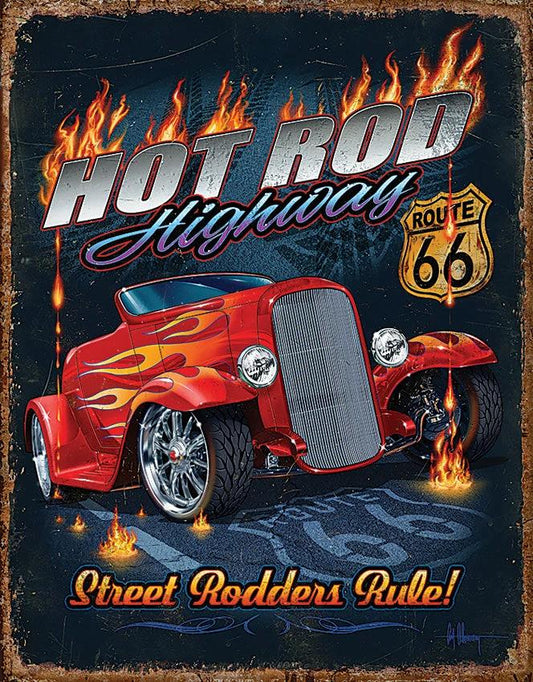 Tin Signs Hot Rod Route 66 2370 by Tin Signs