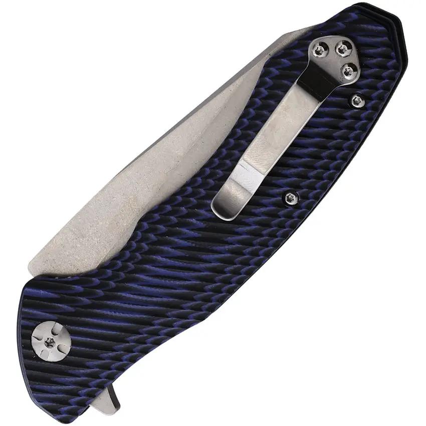 Tassie Tiger Knives FB Linerlock Black Blue - D2 Tool Steel Blade With G10 Handle by Tassie Tiger Knives