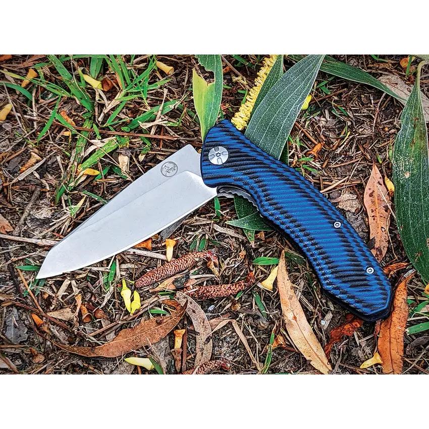 Tassie Tiger Knives FB Linerlock Black Blue - D2 Tool Steel Blade With G10 Handle by Tassie Tiger Knives