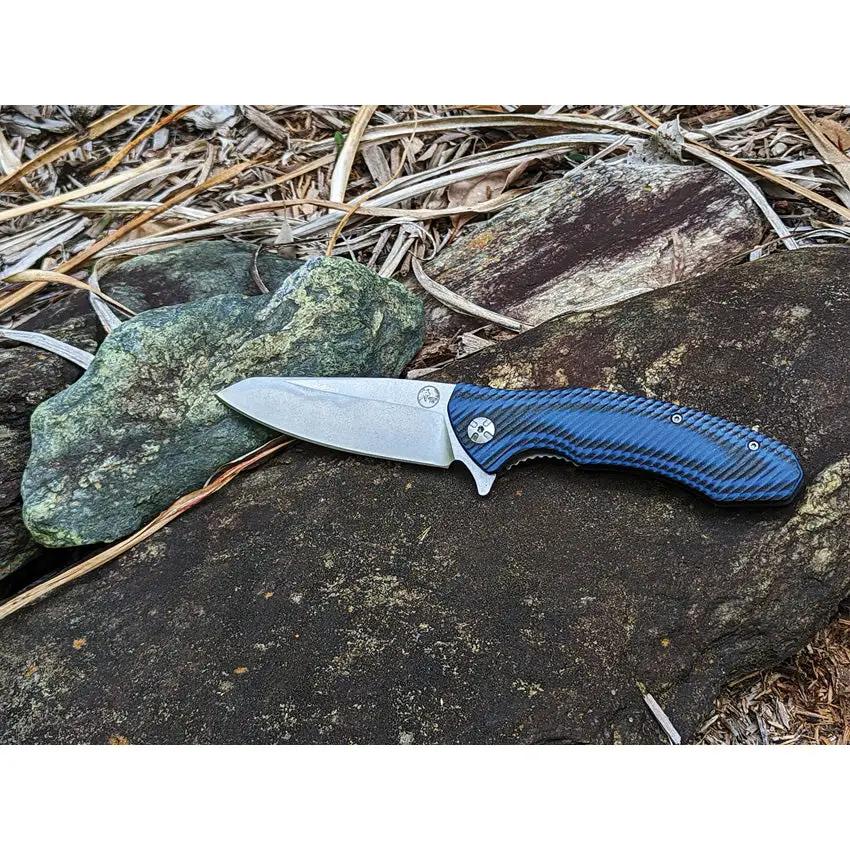 Tassie Tiger Knives FB Linerlock Black Blue - D2 Tool Steel Blade With G10 Handle by Tassie Tiger Knives