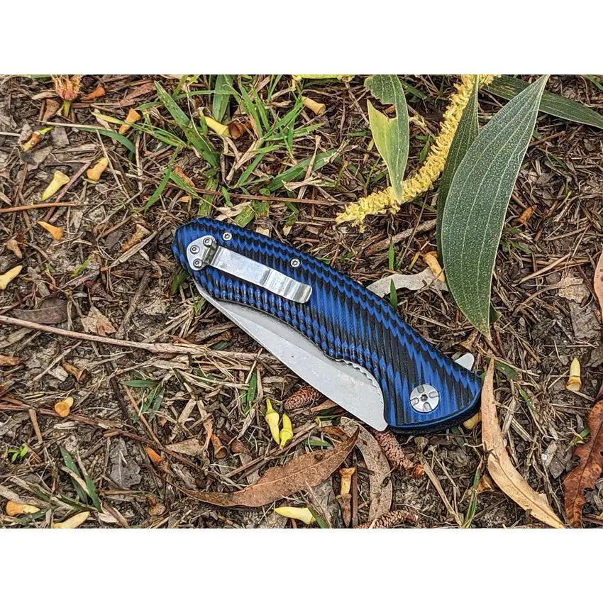 Tassie Tiger Knives FB Linerlock Black Blue - D2 Tool Steel Blade With G10 Handle by Tassie Tiger Knives