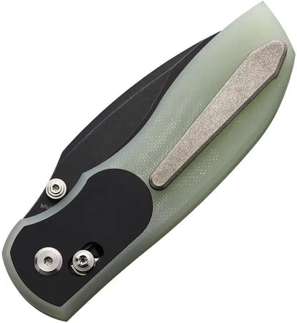 Tuya Knife Big Belly Crossbar Lock Jade T1714-E - 154CM Blade With Black PVD Coating And Jade G10 Handle by Tuya Knife