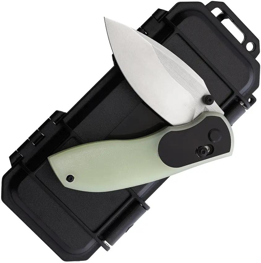 Tuya Knife Big Belly Crossbar Lock Jade T1714-F - 3.25in Satin 154CM Blade, Jade G10 Handle Pocket Clip by Tuya Knife