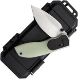 Tuya Knife Big Belly Crossbar Lock Jade T1714-F - 3.25in Satin 154CM Blade, Jade G10 Handle Pocket Clip by Tuya Knife