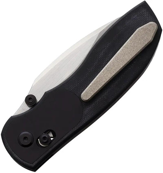 Tuya Knife Big Belly Crossbar Lock Black - Satin 3.25 Inch 154CM Blade With Black Canvas Micarta Handle Pocket Clip by Tuya Knife