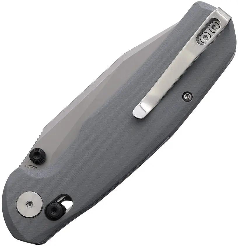 Trivisa Hornet Axis Lock Gray Knife - Stonewash 14C28N Sandvik Drop Point Blade With G10 Handle by TRIVISA