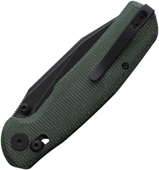 Trivisa Hornet Axis Lock Green Canvas Micarta Handle - 14C28N Sandvik Drop Point Folding Knife by TRIVISA