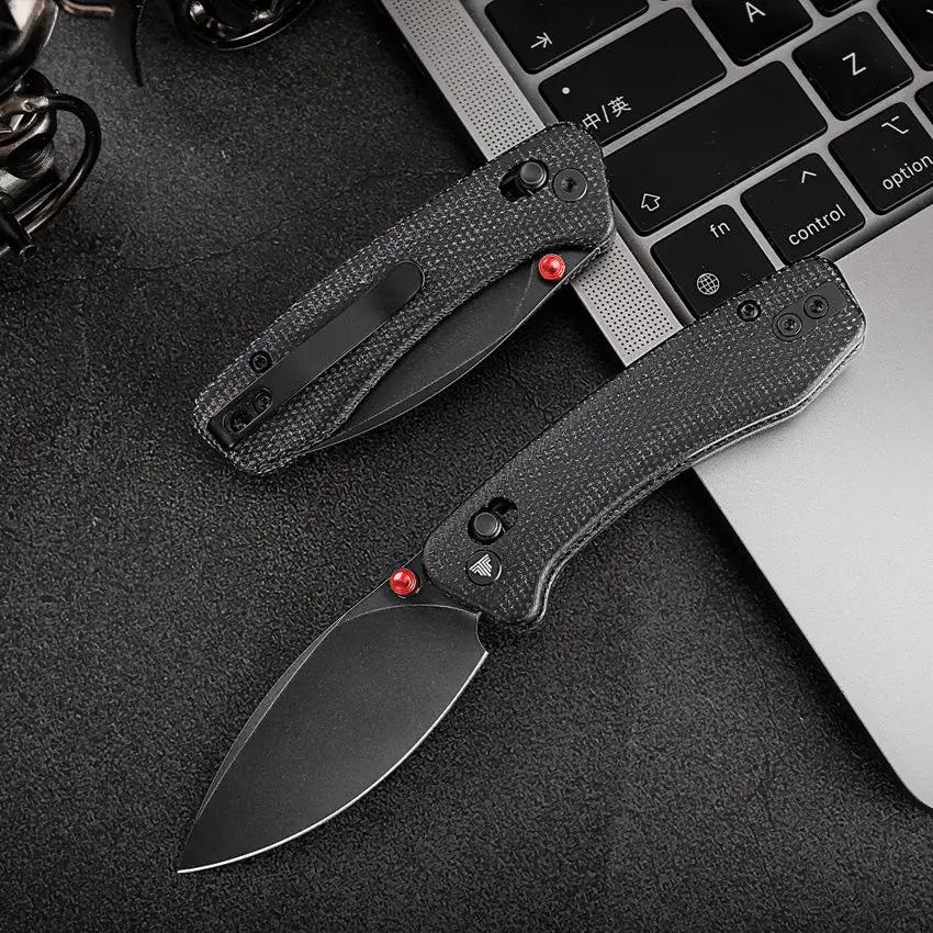 Trivisa Koala Crossbar Lock Knife - 2.5in Bohler N690 Blade Black Canvas Micarta Handle 3.25in Closed by TRIVISA