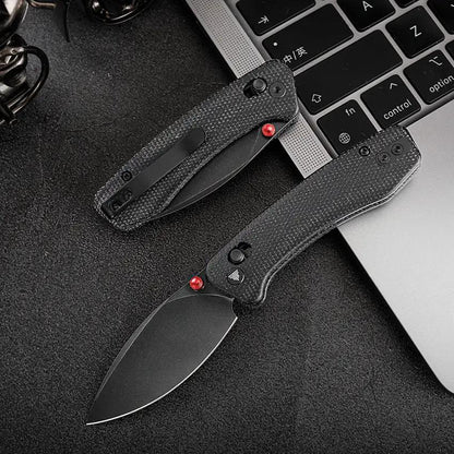 Trivisa Koala Crossbar Lock Knife - 2.5in Bohler N690 Blade Black Canvas Micarta Handle 3.25in Closed by TRIVISA
