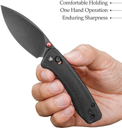 Trivisa Koala Crossbar Lock Knife - 2.5in Bohler N690 Blade Black Canvas Micarta Handle 3.25in Closed by TRIVISA
