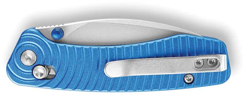 Trivisa Koala Crossbar Lock Blue JM02-LM-N - Blue Sculpted Aluminum Handle With Bohler N690 Stainless Blade by TRIVISA
