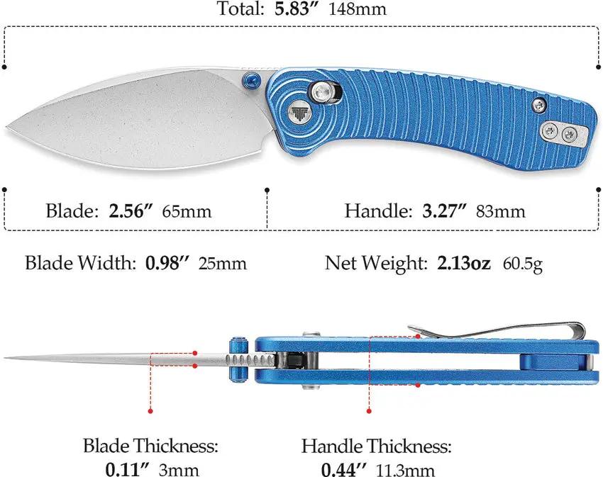 Trivisa Koala Crossbar Lock Blue JM02-LM-N - Blue Sculpted Aluminum Handle With Bohler N690 Stainless Blade by TRIVISA