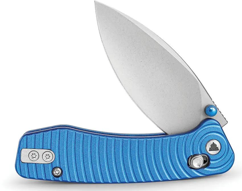 Trivisa Koala Crossbar Lock Blue JM02-LM-N - Blue Sculpted Aluminum Handle With Bohler N690 Stainless Blade by TRIVISA
