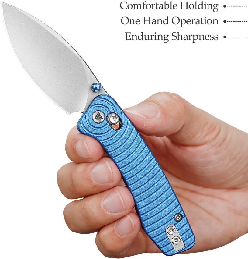 Trivisa Koala Crossbar Lock Blue JM02-LM-N - Blue Sculpted Aluminum Handle With Bohler N690 Stainless Blade by TRIVISA