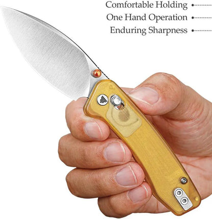 TRIVISA Koala Crossbar Lock Ultem JM02-YP-N - Ultem Handle And Satin Bohler N690 Blade by TRIVISA