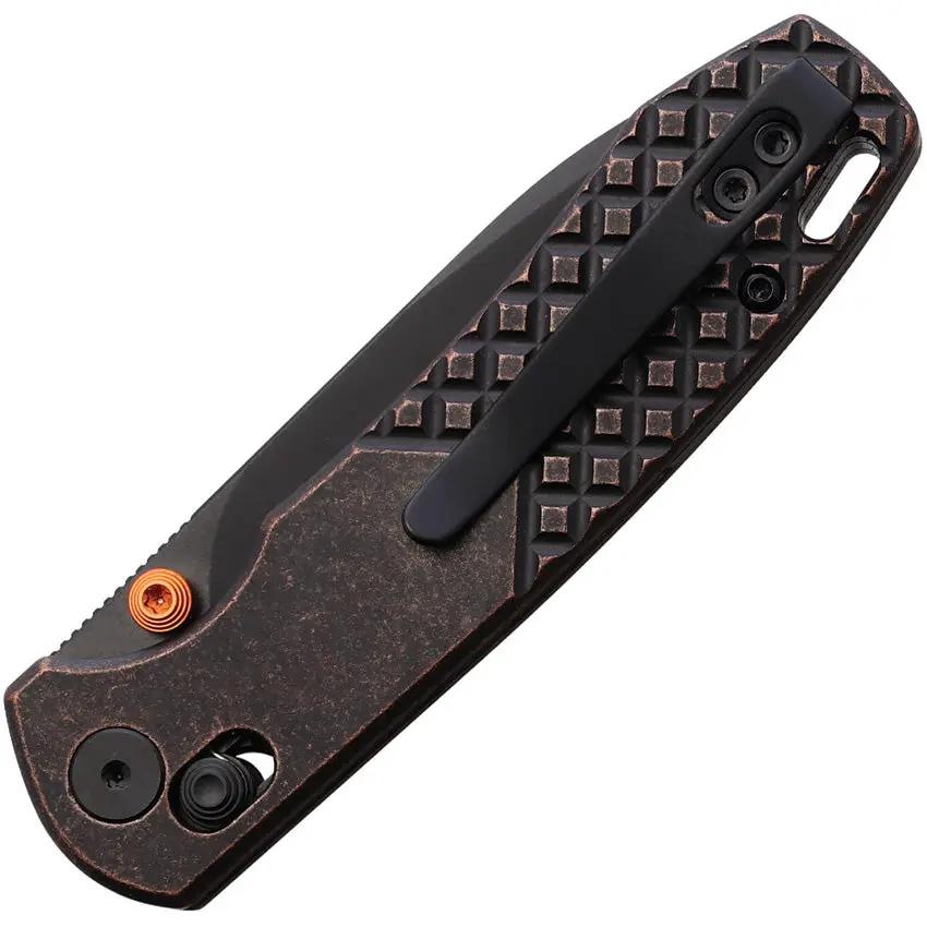 TRIVISA Dragonfly Axis Lock BSW Copper JM03-CU-14 - 3-Inch 14C28N Drop Point Blade With BlackWash Copper Handle by TRIVISA