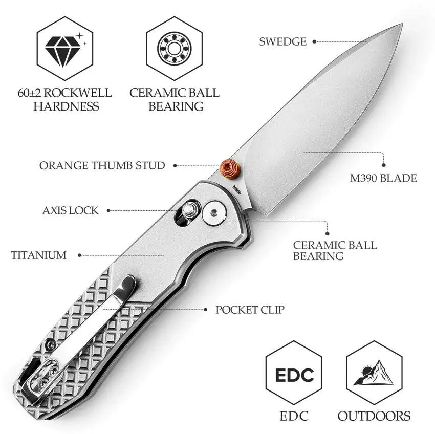 Trivisa Dragonfly Crossbar Lock - EDC Folding Knife With M390 Blade Titanium Handle by TRIVISA