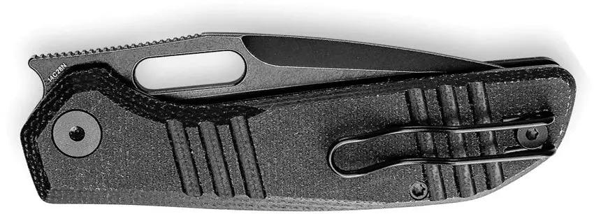 Trivisa Gecko Linerlock JM04 BM 14 - Black Stonewash 14C28N Sandvik Blade with Black Canvas Micarta Handle by TRIVISA