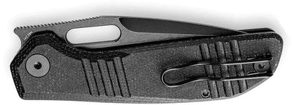 Trivisa Gecko Linerlock JM04 BM 14 - Black Stonewash 14C28N Sandvik Blade with Black Canvas Micarta Handle by TRIVISA