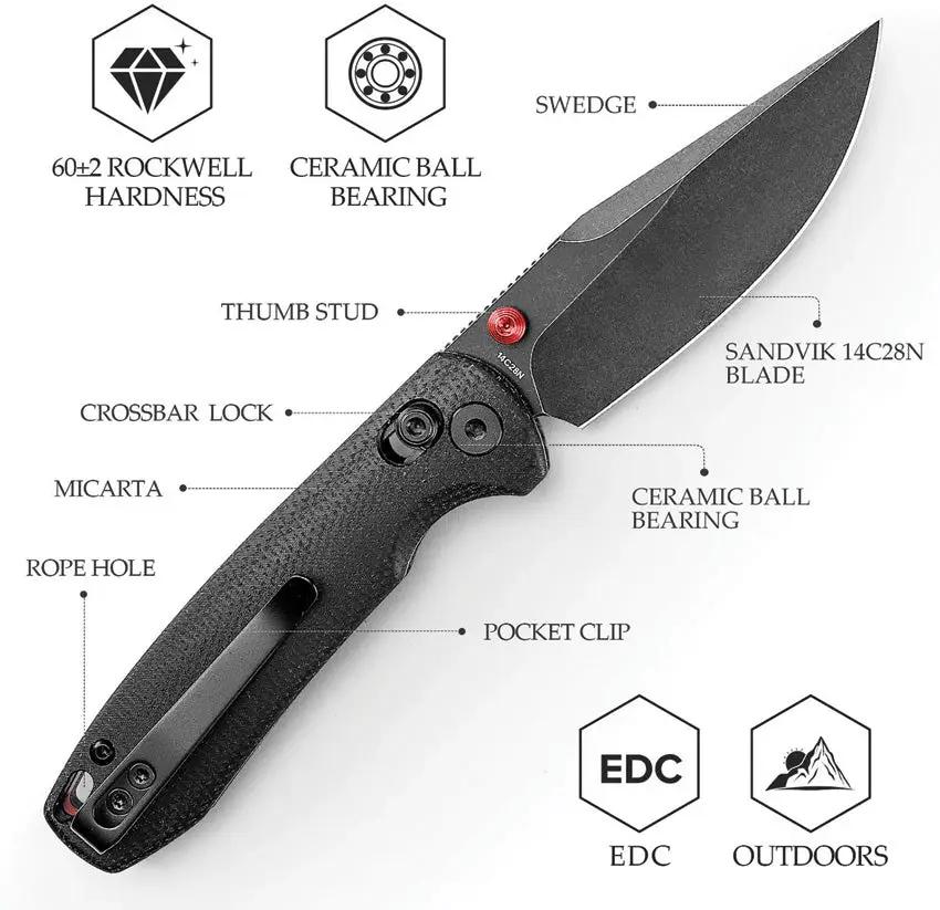 Trivisa Butterfly Crossbar Lock Black JM06 BM 14 - Compact Everyday Carry Folding Knife by TRIVISA