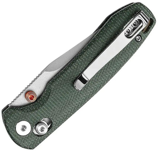 Trivisa Butterfly Crossbar Lock Green Micarta Handle JM06-GM-14 - Premium EDC Folding Knife by TRIVISA