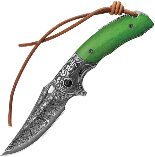 TRIVISA Puppis-02 Linerlock Damascus JS02-GB-D/P by TRIVISA