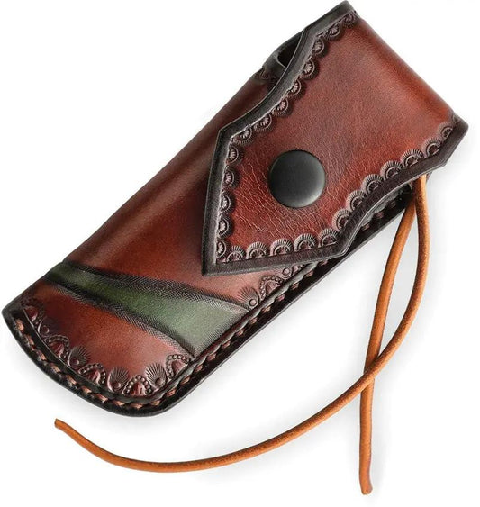TRIVISA Puppis-02 Linerlock Damascus JS02-GB-D/P - Green Smooth Bone Handle With Damascus Clip Point Blade by TRIVISA