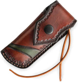 TRIVISA Puppis-02 Linerlock Damascus - Clip Point Blade White Bone Handle Extended Tang by TRIVISA