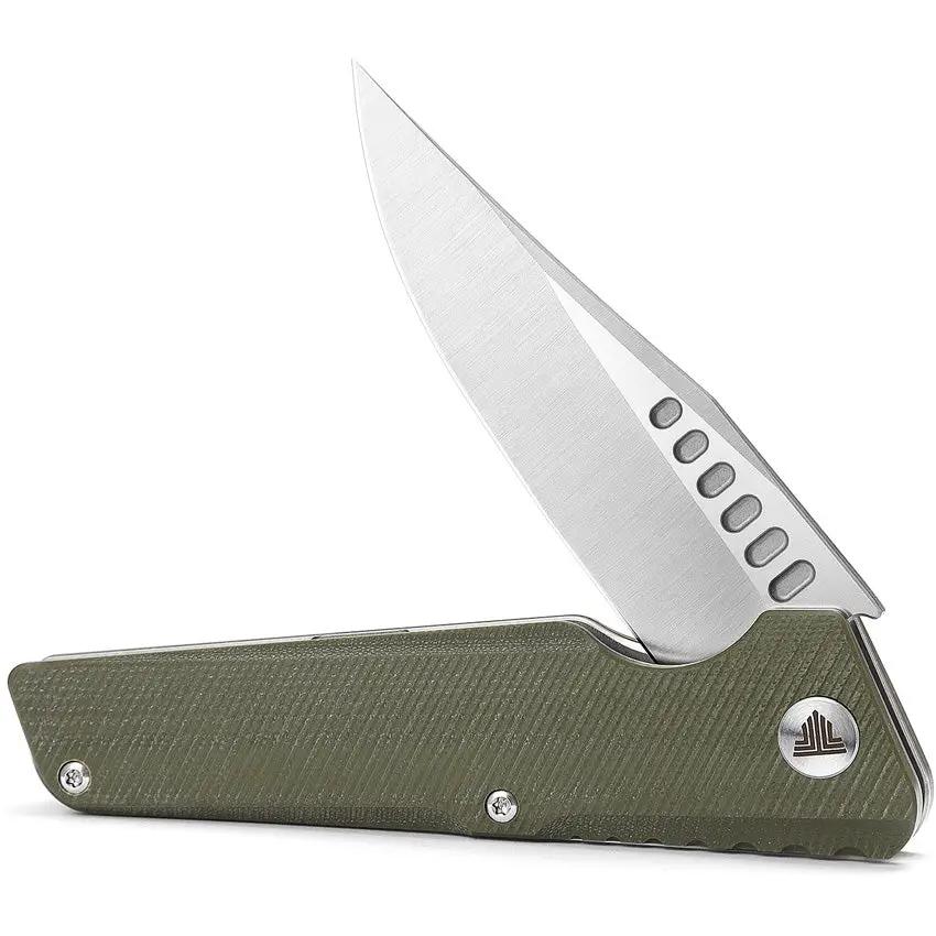 TRIVISA Orion Linerlock Green - D2 Tool Steel Blade, G10 Handle, Extended Tang, Pocket Clip by TRIVISA