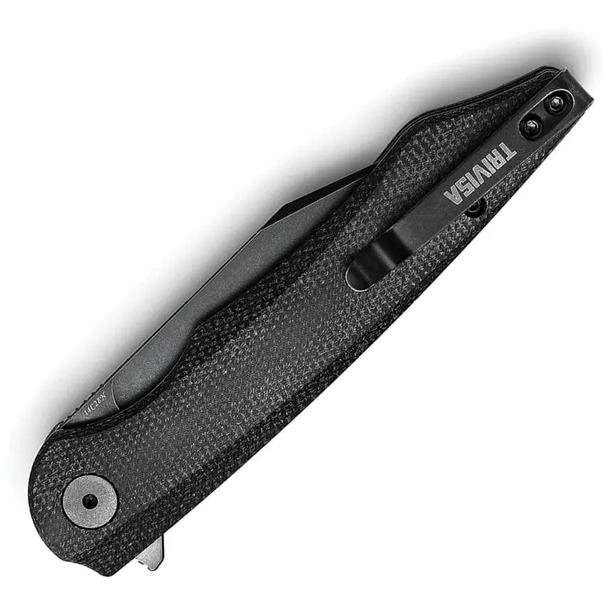 Trivisa Lynx Linerlock Blackout - 14C28N Stainless Blade With Black G10 Handle And Extended Tang by TRIVISA