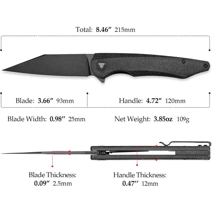 Trivisa Lynx Linerlock Blackout - 14C28N Stainless Blade With Black G10 Handle And Extended Tang by TRIVISA