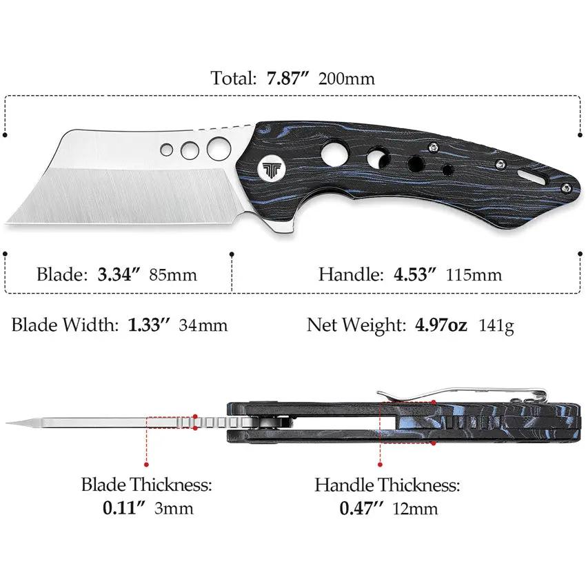 TRIVISA Mensae Linerlock - 154CM Satin Blade with Black Blue G10 Handle and Pocket Clip by TRIVISA