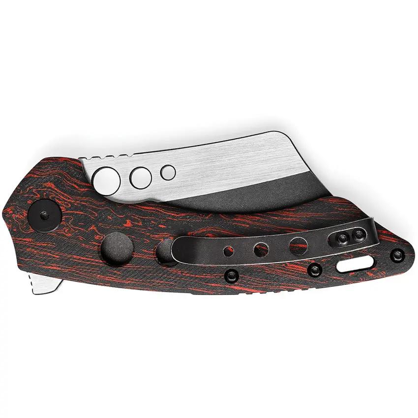 Trivisa Mensae Linerlock - 154CM Stainless Blade, Black Red G10 Handle, Extended Tang by TRIVISA