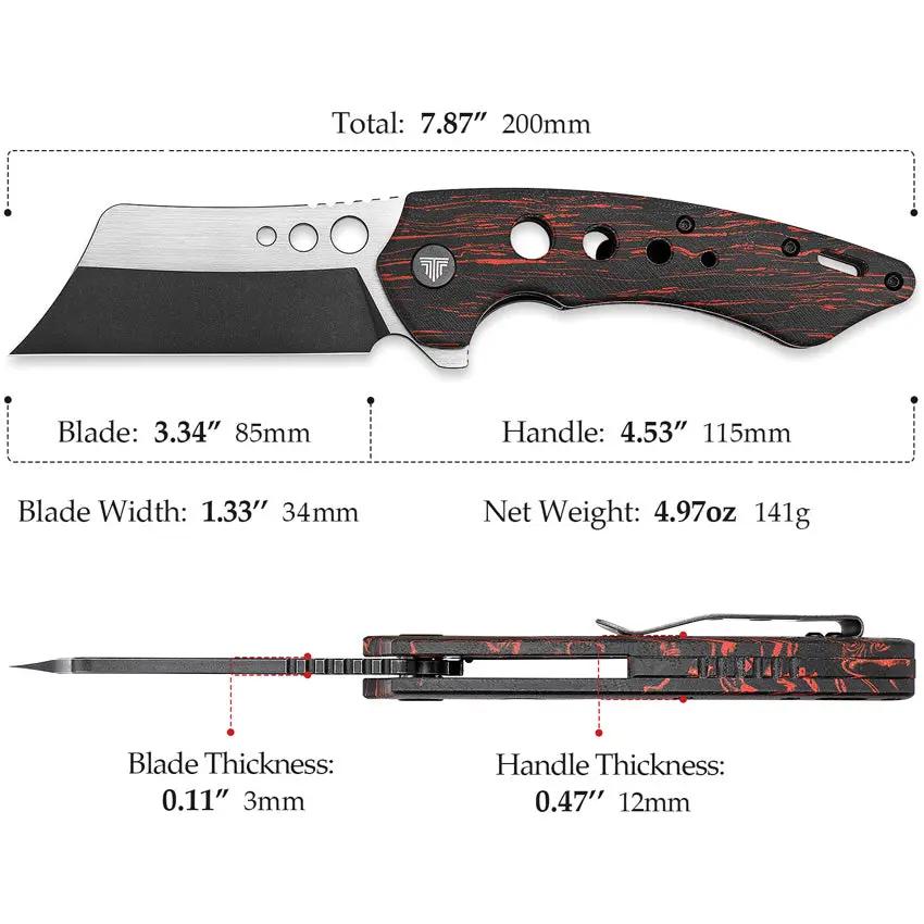 Trivisa Mensae Linerlock - 154CM Stainless Blade, Black Red G10 Handle, Extended Tang by TRIVISA