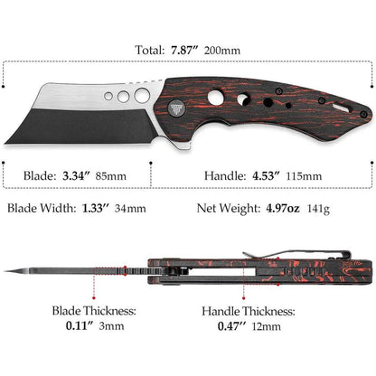 Trivisa Mensae Linerlock - 154CM Stainless Blade, Black Red G10 Handle, Extended Tang by TRIVISA