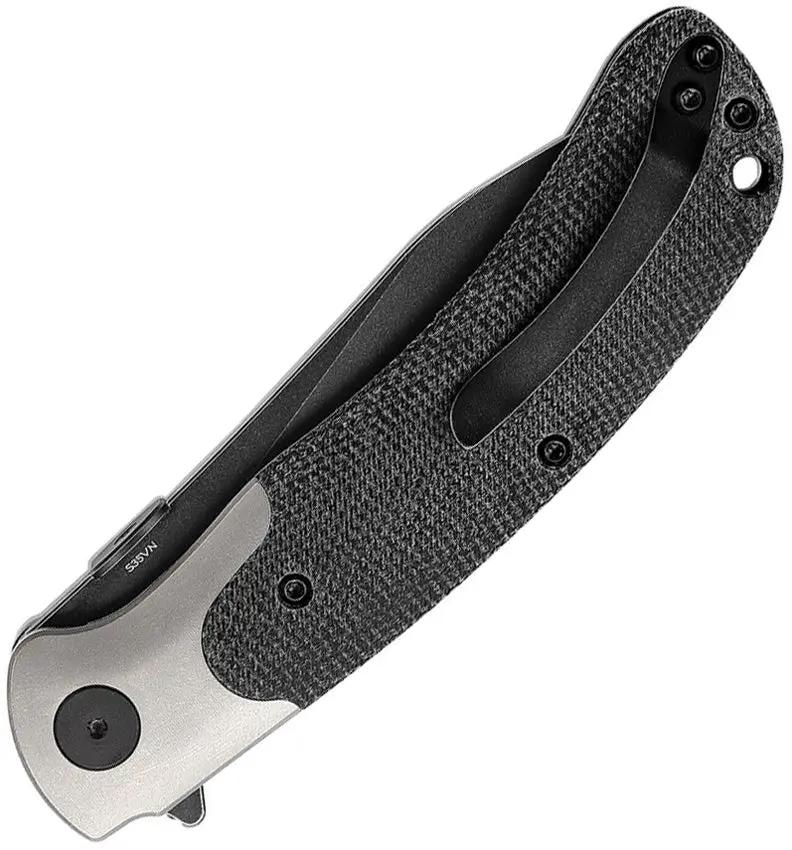 TRIVISA UMa-04 Linerlock Micarta TY07-MT-S - S35VN Blade, Black Canvas Micarta Handle, Titanium Bolsters by TRIVISA