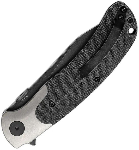 TRIVISA UMa-04 Linerlock Micarta TY07-MT-S - S35VN Blade, Black Canvas Micarta Handle, Titanium Bolsters by TRIVISA