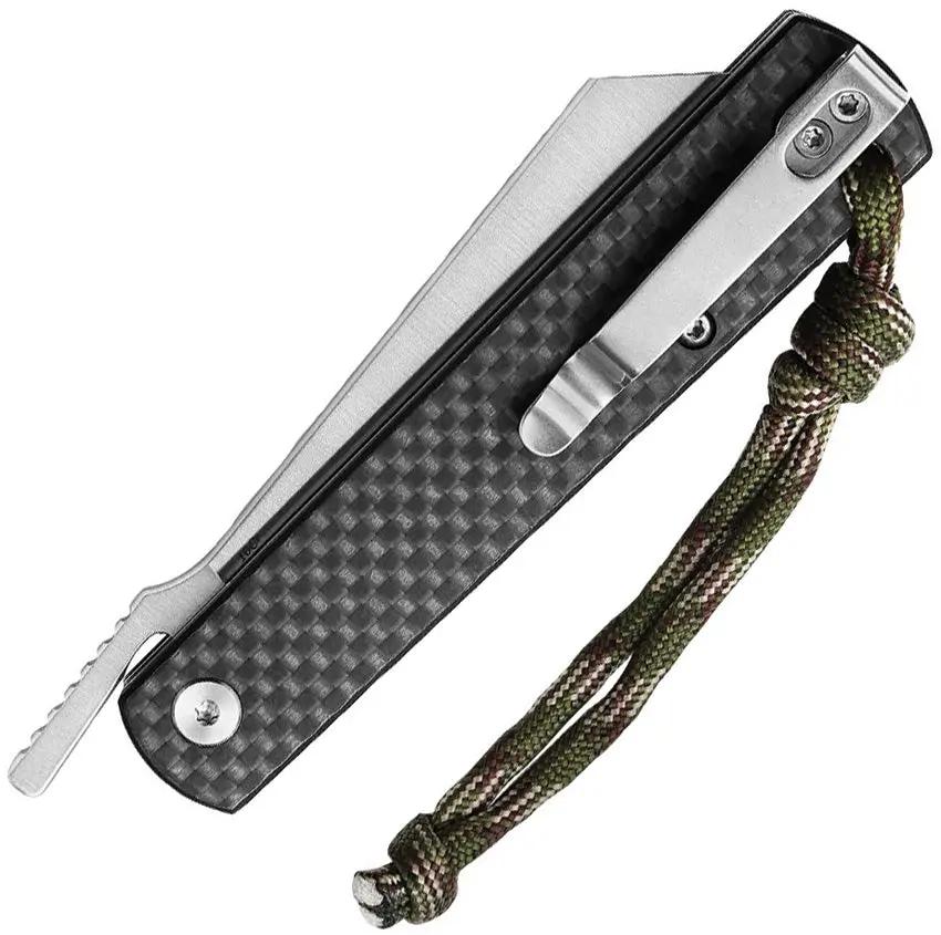 Trivisa Hydra Button Lock CF TY11 CG 10 Satin Finish 10Cr15CoMoV Blade - Carbon Fiber Handle by TRIVISA