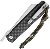 Trivisa Hydra Button Lock CF TY11 CG 10 Satin Finish 10Cr15CoMoV Blade - Carbon Fiber Handle by TRIVISA