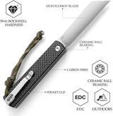 Trivisa Hydra Button Lock CF TY11 CG 10 Satin Finish 10Cr15CoMoV Blade - Carbon Fiber Handle by TRIVISA