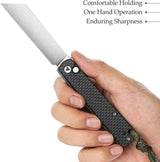 Trivisa Hydra Button Lock CF TY11 CG 10 Satin Finish 10Cr15CoMoV Blade - Carbon Fiber Handle by TRIVISA